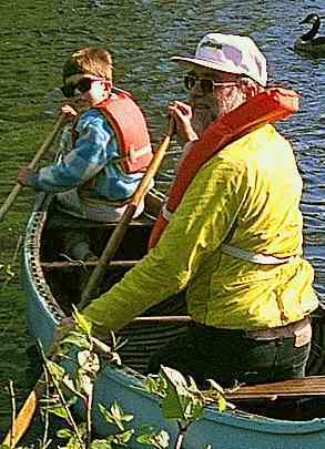 The editor and his son in the same canoe, May 1997 (20 KB JPEG)