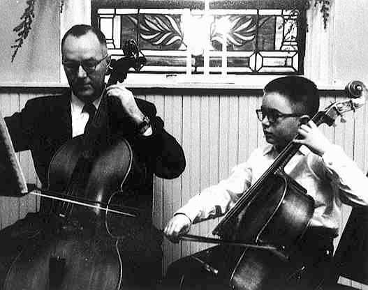 Cello duo with my father, ca. 1956 (22 KB JPEG)