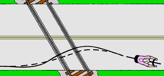 Cross diagonal railroad tracks at a right angle (10 kB gif)
