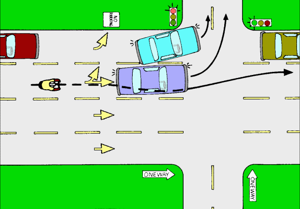 Avoid conflicts with right-turning traffic (10 kB gif)